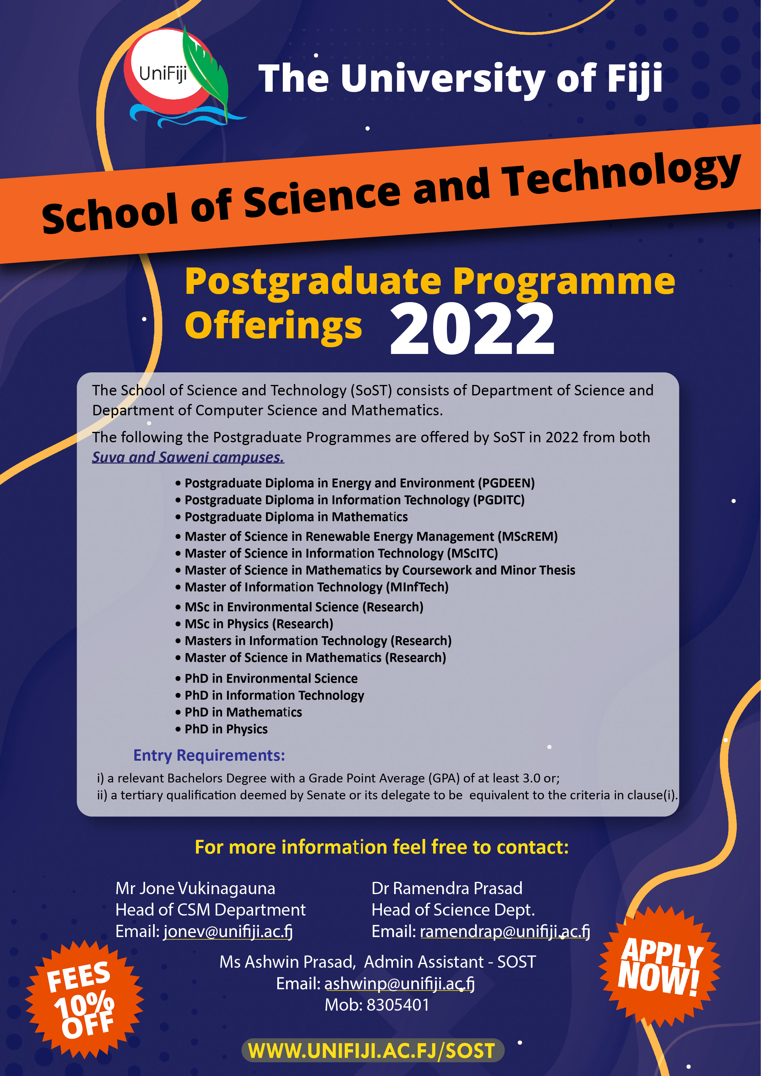 Postgraduate Programmes For 2022 Apply Now !