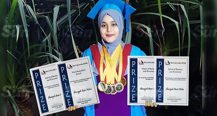 Shaniya Azmi Nisha during the University of Fiji graduation at the Saweni Lautoka campus on December 17 2021. Photo Salote Qalubau 750x403 1