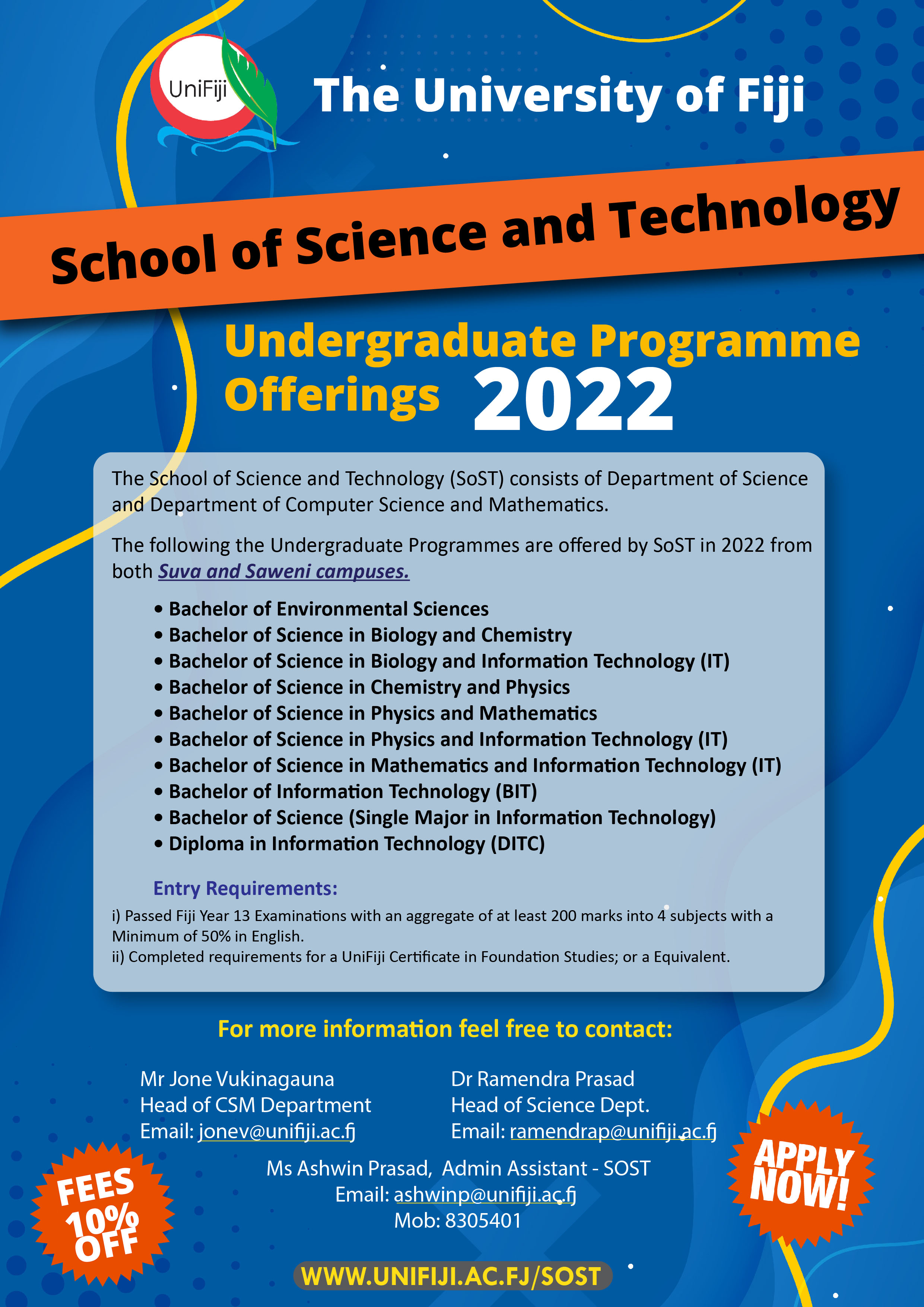 Undergraduate Programmes For 2022 Apply Now !